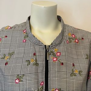 Christopher & Banks Lightweight Jacket Houndstooth Floral Plaid Pattern Spring M
